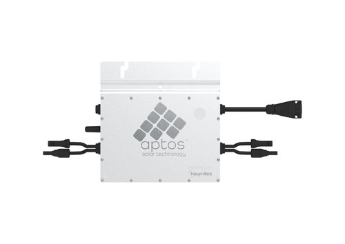 Front view of APTOS MAC-800 Dual Unit showing sleek design and MC4 easy-to-use connection points Front view of APTOS MAC-800 Dual Unit showing sleek design and MC4 easy-to-use connection points