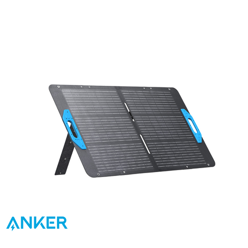 Front view of Anker SOLIX 100W Foldable Solar Panel angled right