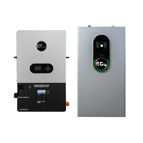 front view of EG4 12000XP Off-grid Inverter and 280Ah WallMount battery