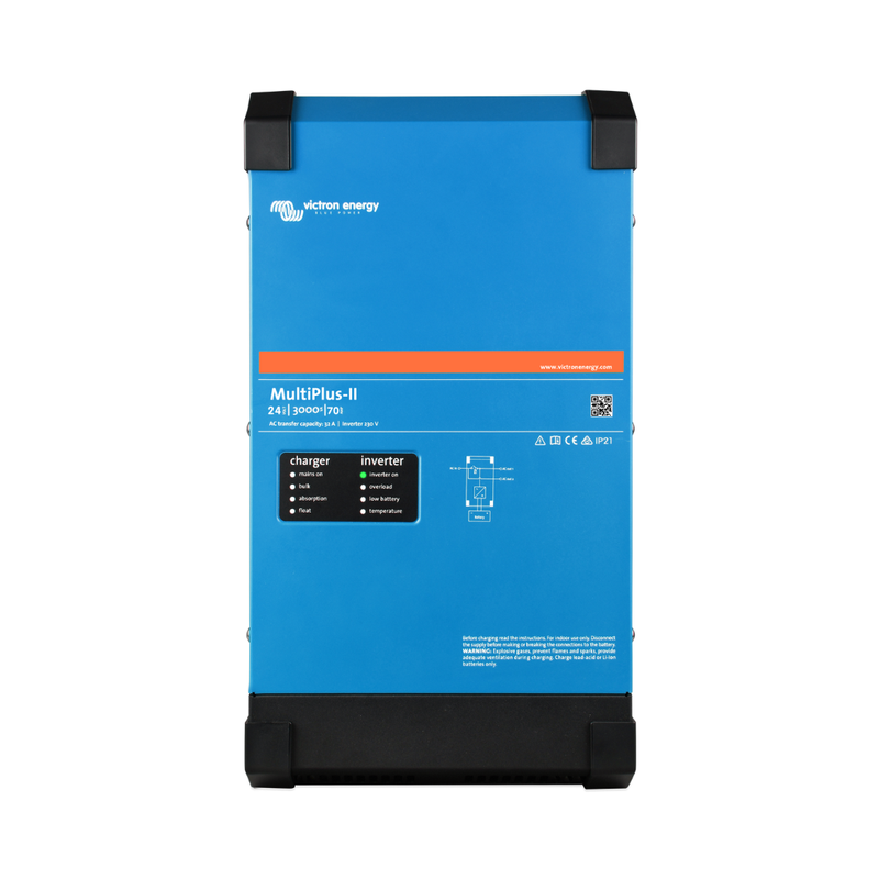 Victron Energy MultiPlus-II 24/3000 – 24V Input – 3000VA Output 120V VE.Bus – 70A Charger – Transfer Switch – UL 1741