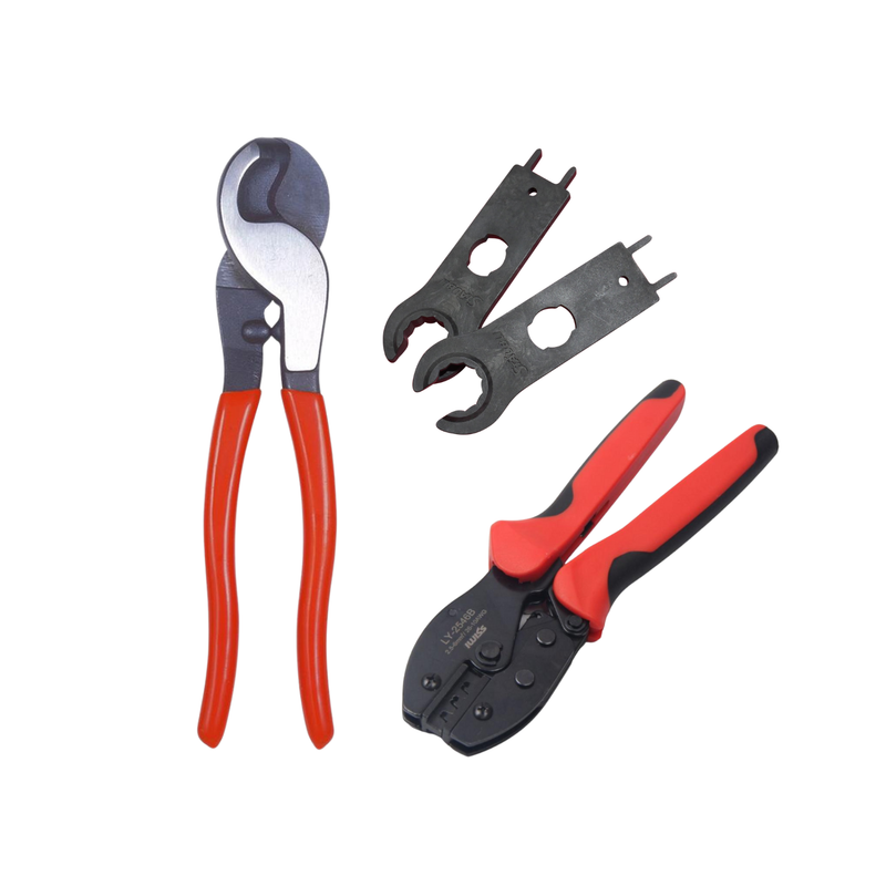 Solar PV Tool Kit Wire Ratchet and Crimp Tool – Staubli Open End Spanner Set, Cable Cutter 4 AWG to 2/0 AWG