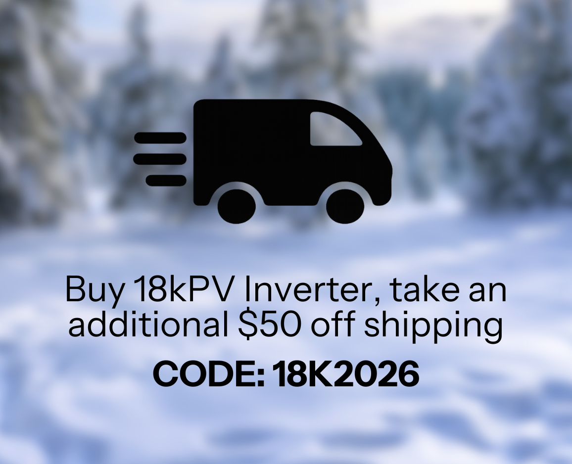 Buy 18kPV Inverter, take an additional $50 off shipping showing winter scene. Shop now!