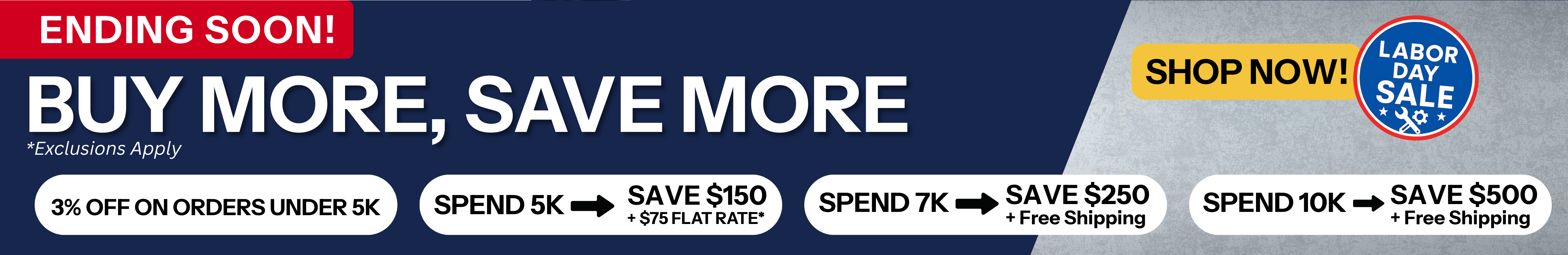 Buy more save more solar Labor Day sale showing pricing. Shop Now CTA.