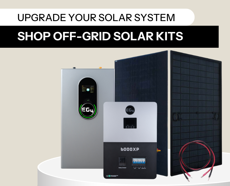 Upgrade your solar system with off-grid solar kits featuring EG4 6000XP, wallmount battery, and solar panel kit