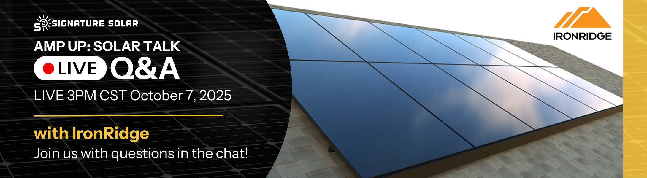 Amp Up: Solar Talk with IronRidge Tuesday October 7th at 3PM CST.