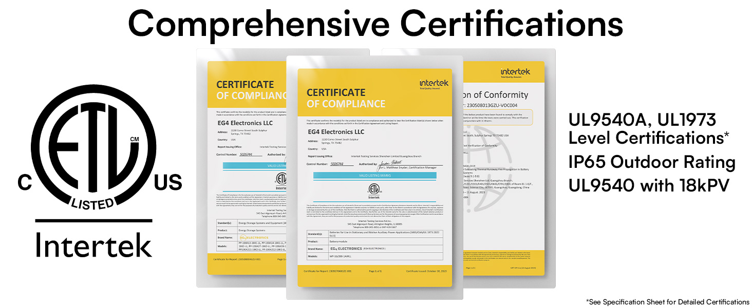 EG4 PowerPro Comprehensive Certifications