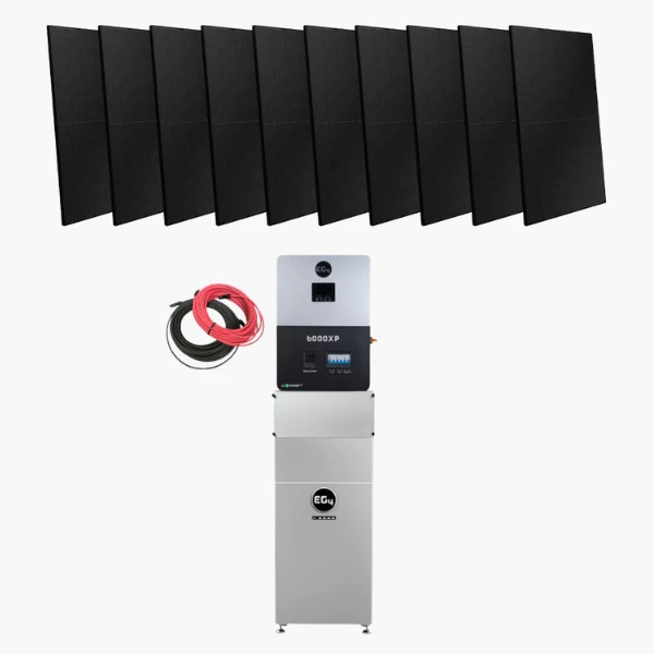 EG4 Off-Grid Solar Kit showing 6000XP inverter and EG4 Indoor WallMount Battery