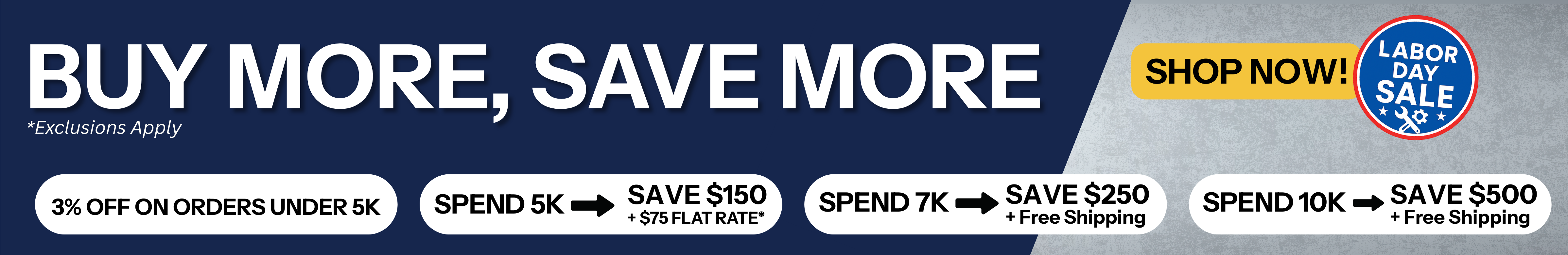 Buy more save more solar Labor Day sale showing pricing. Shop Now CTA.