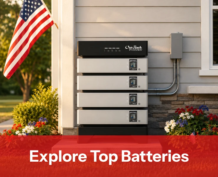 Batteries shown in front of house garage. Shop top batteries now!