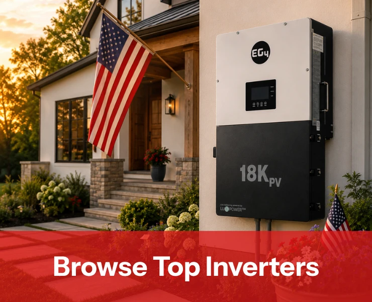 Inverters shown in front of house. Shop top inverters now!