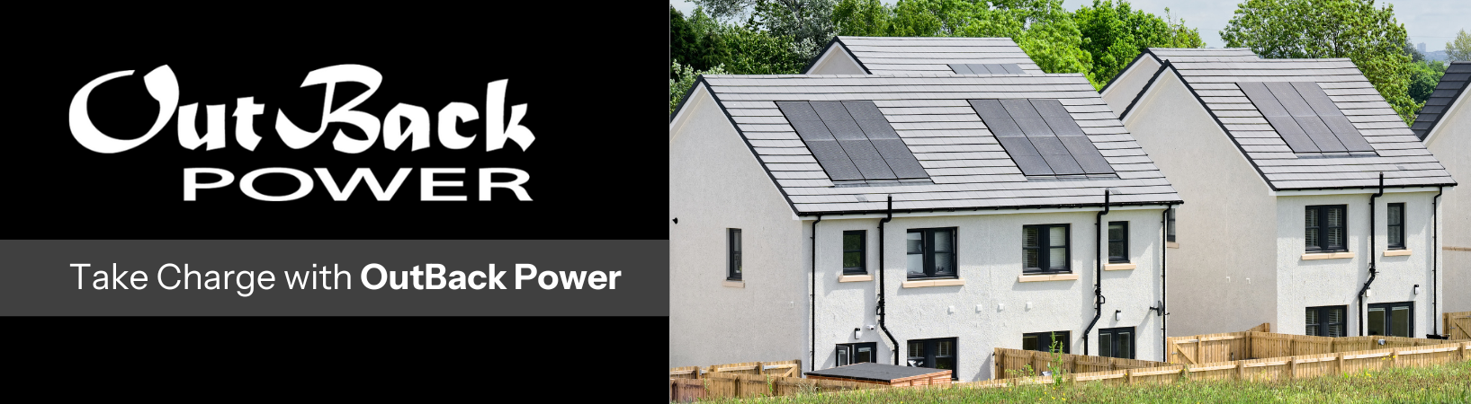 Outback Power logo showing homes with solar panels.