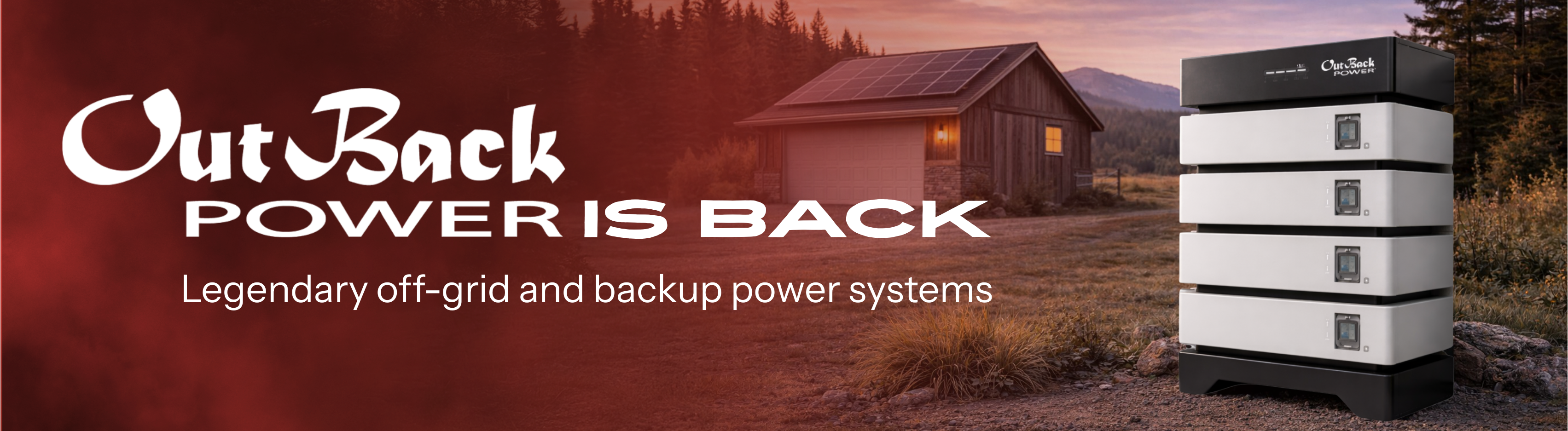 Outback Power logo showing cabin with solar panels and EnergyCell 5 bundle.