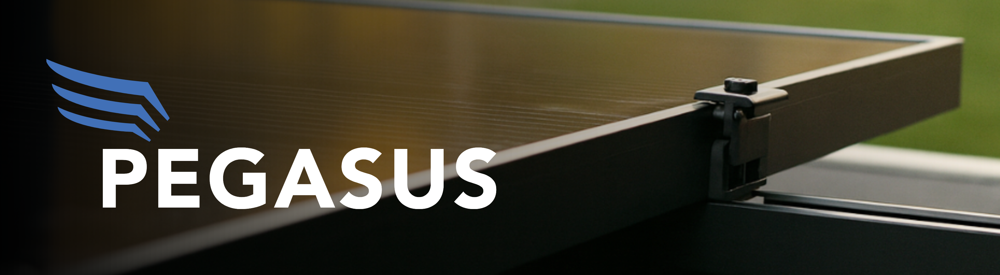 Pegasus Solar logo showing mounted solar panel on roof in the background