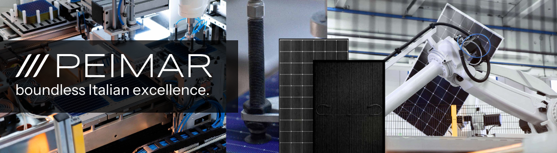 Peimar boundless Italian excellence solar panels with manufacturing background
