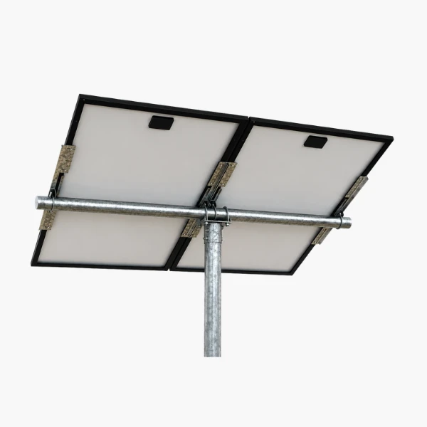 Tamarack pole mount with solar panels mounted