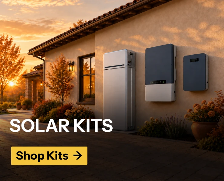 Solar kit shown installed on the side of a home. Shop solar kits now!