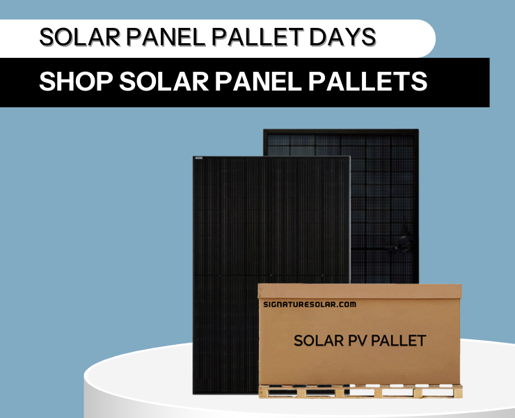 Solar panel pallet days showing solar panel pallet.