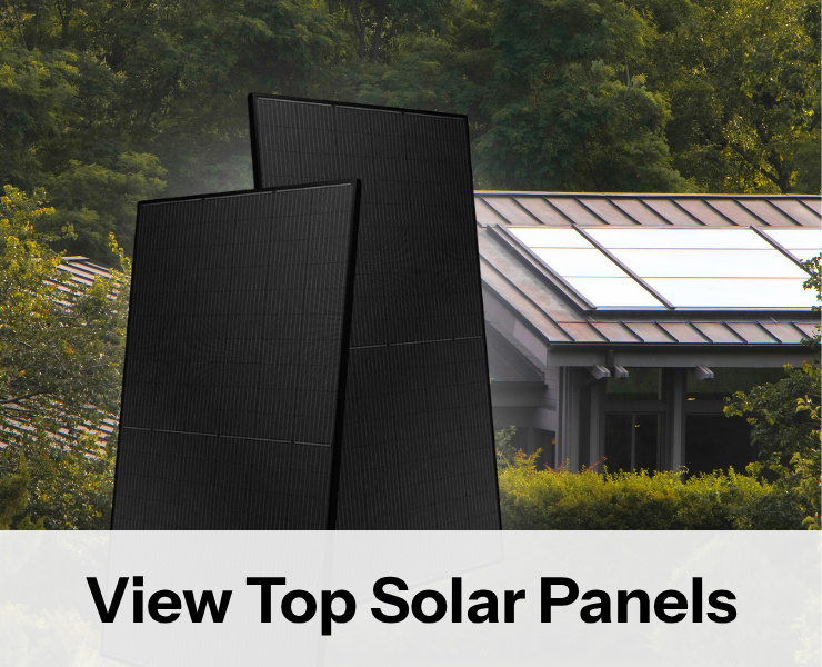 Solar panels in front of house with solar panels.