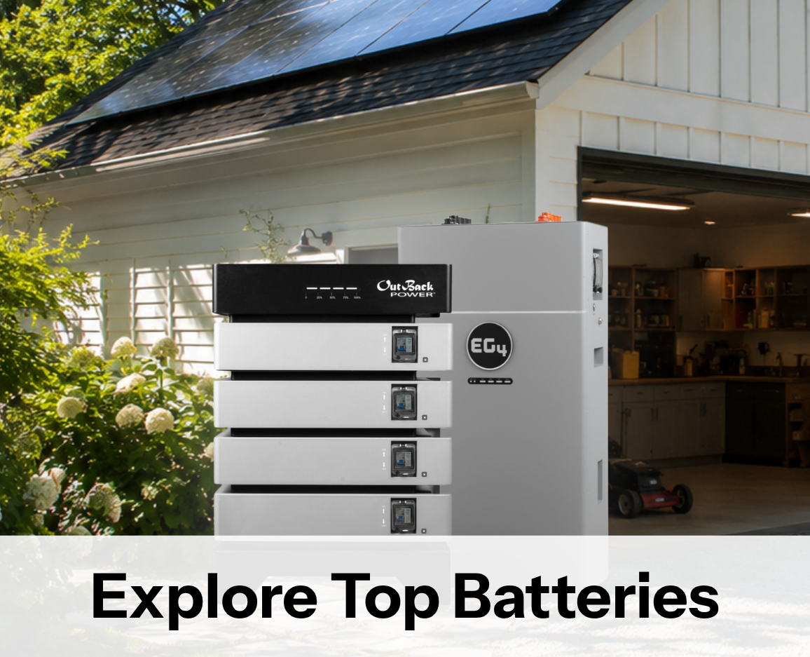Batteries shown in front of house garage. Shop top batteries now!