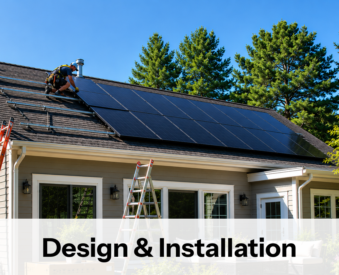 Installer putting solar panels on home with Sun Atlas Power truck. Design and install your solar system today!