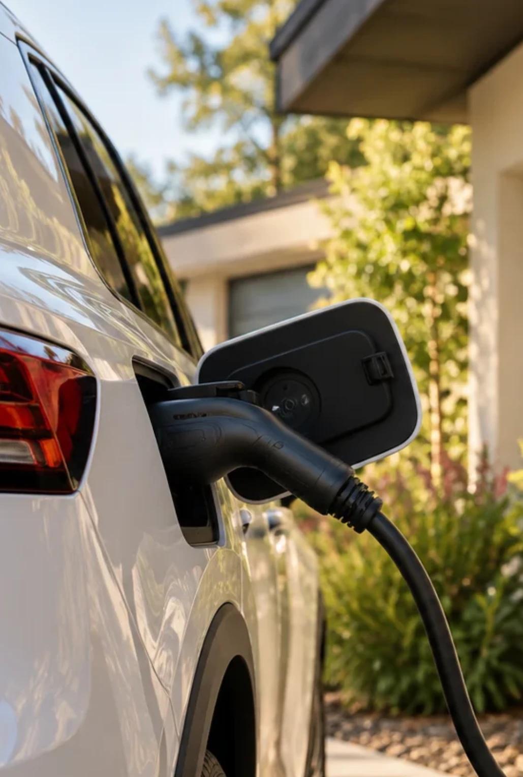 EV car charging outside of home.