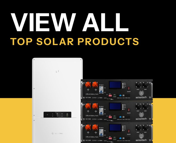 Save on top solar products showing GoodWe and Wirentech.