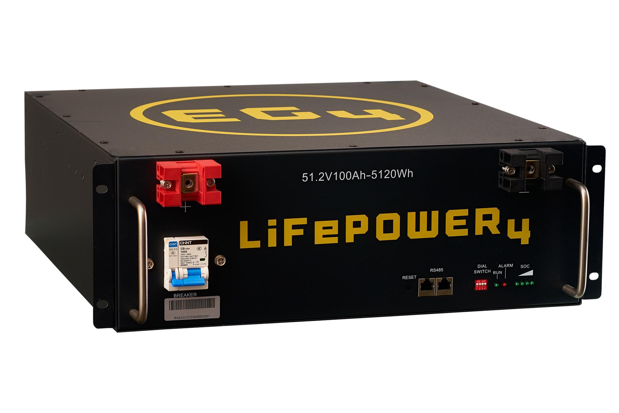 EG4LifePower4 Lithium Battery 48V 100AH 5.12kWh Solar Battery
