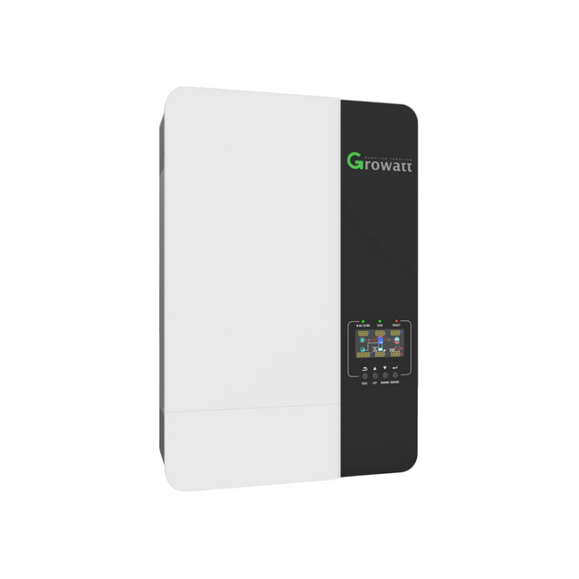 Front view of Growatt 3kW Stackable Off-Grid Inverter with integrated MPPT solar charge controller and UPS functions