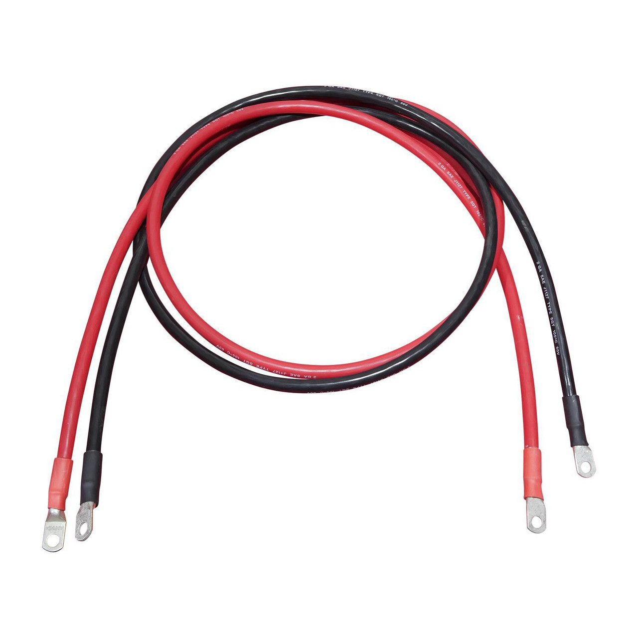 36in 2 AWG Battery to Inverter Cables shown in red and black overlayed