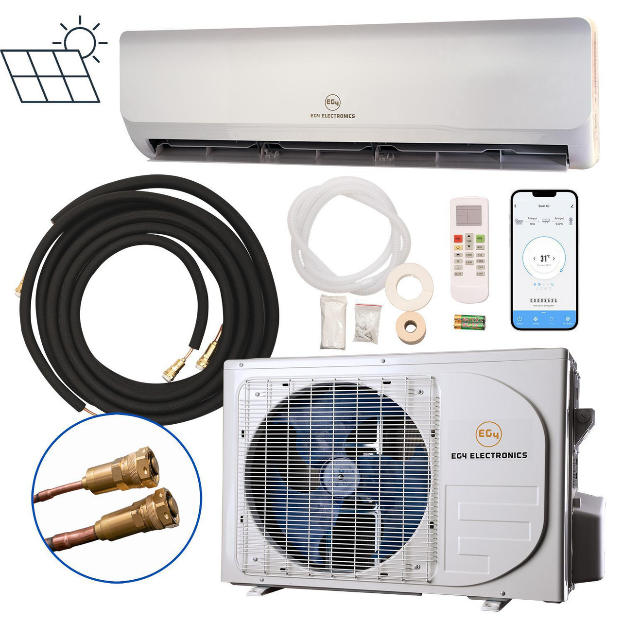 EG4 Hybrid Solar Mini-Split Air Conditioner Heat Pump AC/DC| 24000 BTU |  SEER2 21| Plug-n-Cool Do-It-Yourself Installation