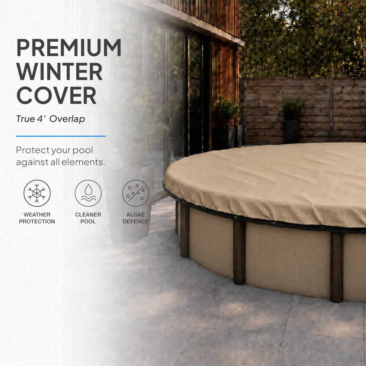 15' Premium Tan Round Winter Above-Ground Pool Cover