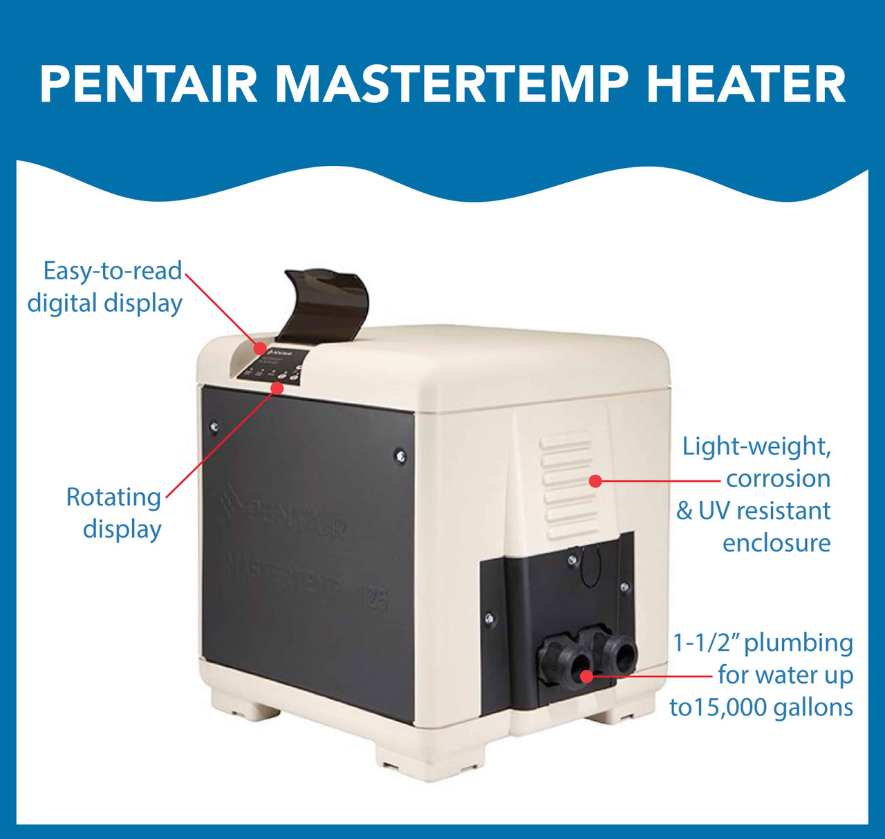 Pentair 125K BTU, Propane MasterTemp Electronic Heater (461061)