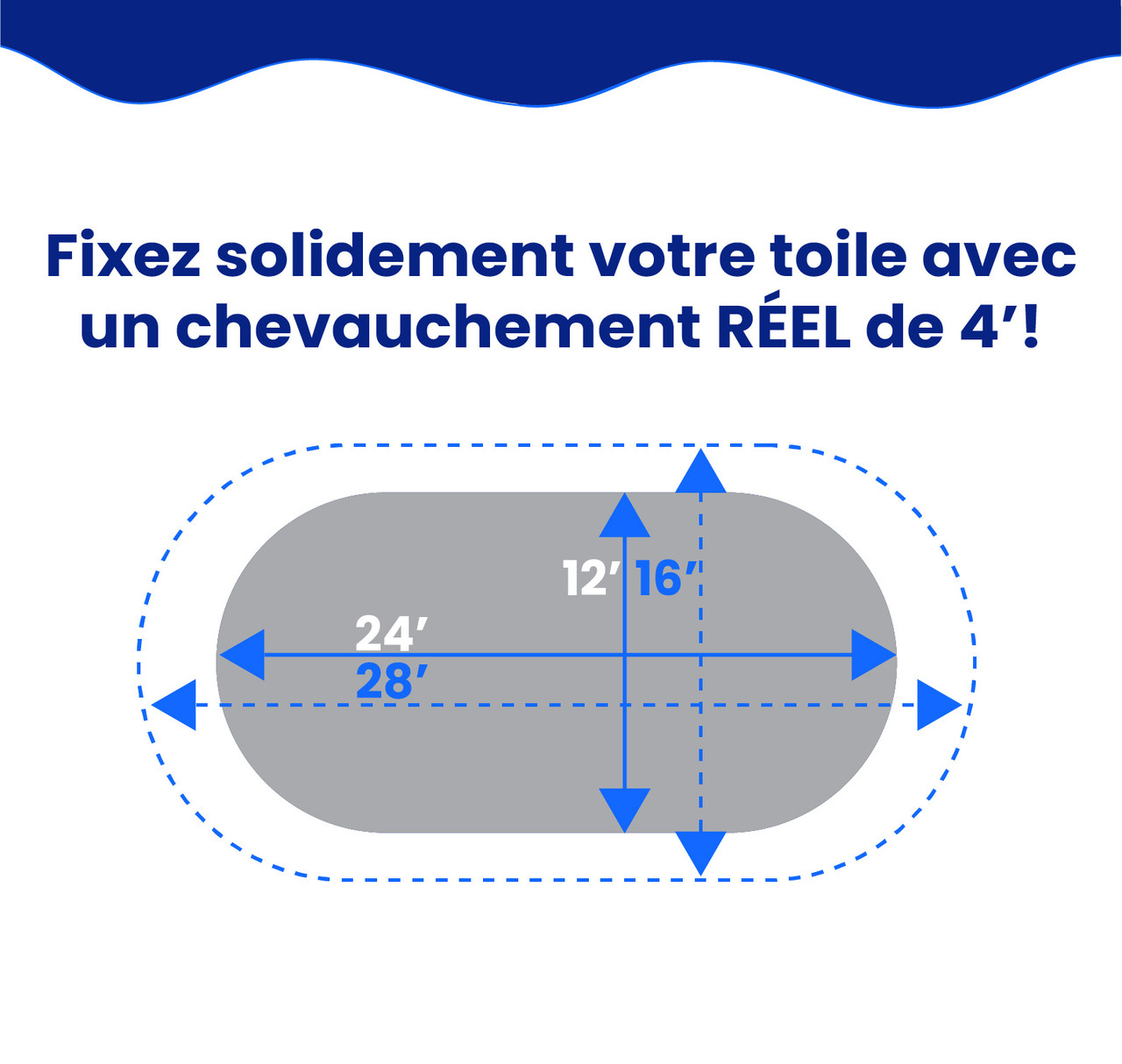 Toile d’hiver ovale Platinum Pro-Shield de 12' x 24' pour piscine hors terre