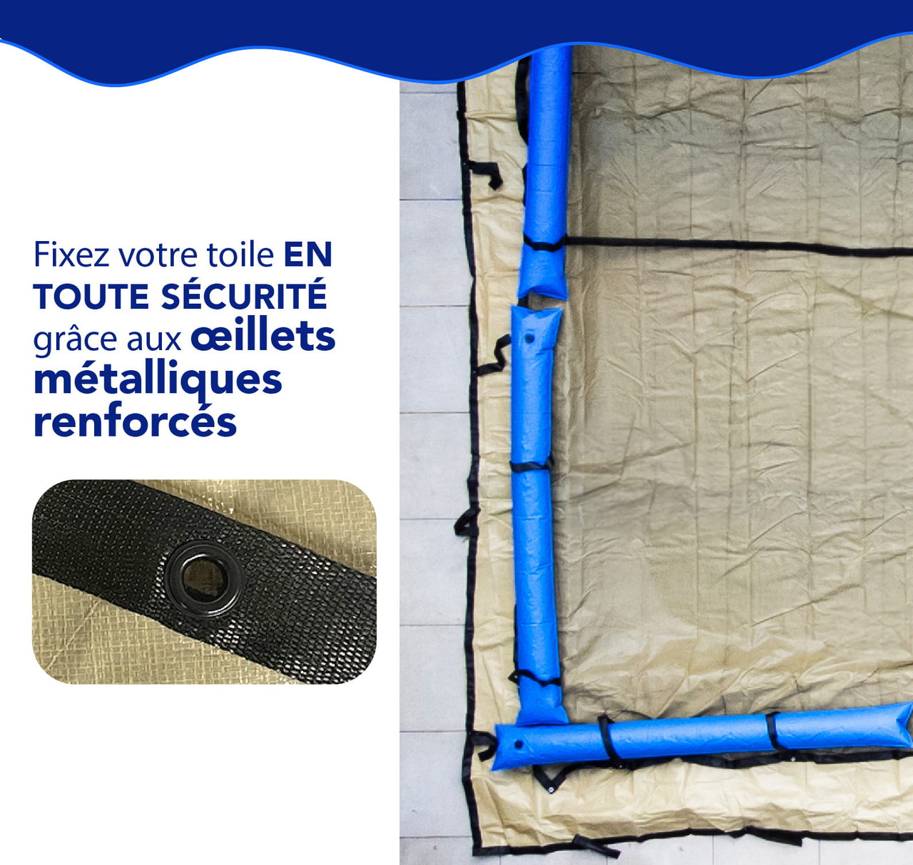 Toile d’hiver rectangulaire Premium couleur sable de 24' x 44' pour piscine creusée