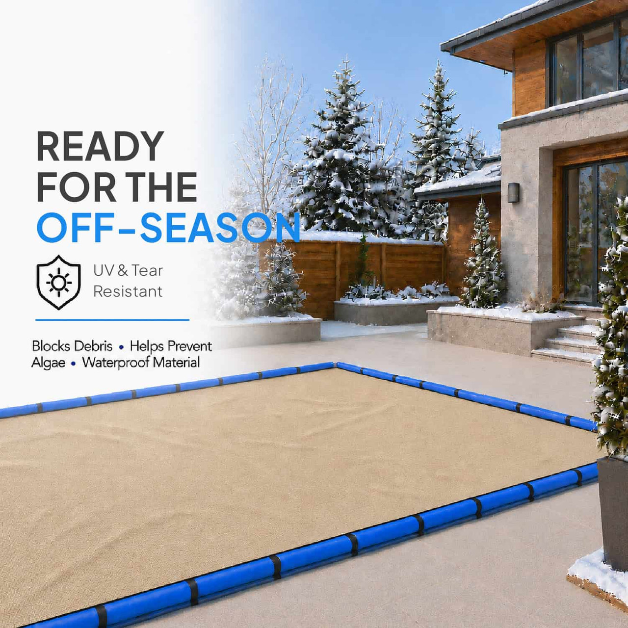 24'x44' Premium Tan Rectangular Winter In-Ground Pool Cover