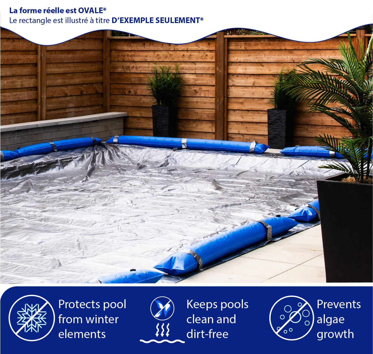 Toile d’hiver ovale Platinum Pro-Shield de 15' x 30' pour piscine hors terre