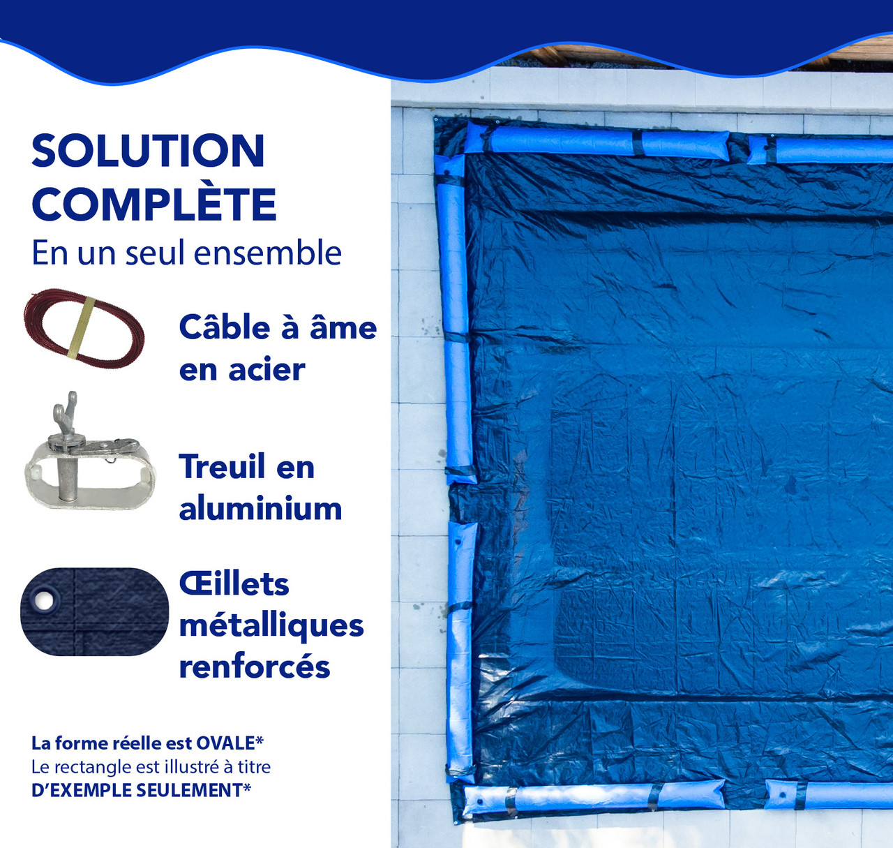 Toile d’hiver ovale Elite Pro-Shield de 15'x 24' pour piscine hors terre