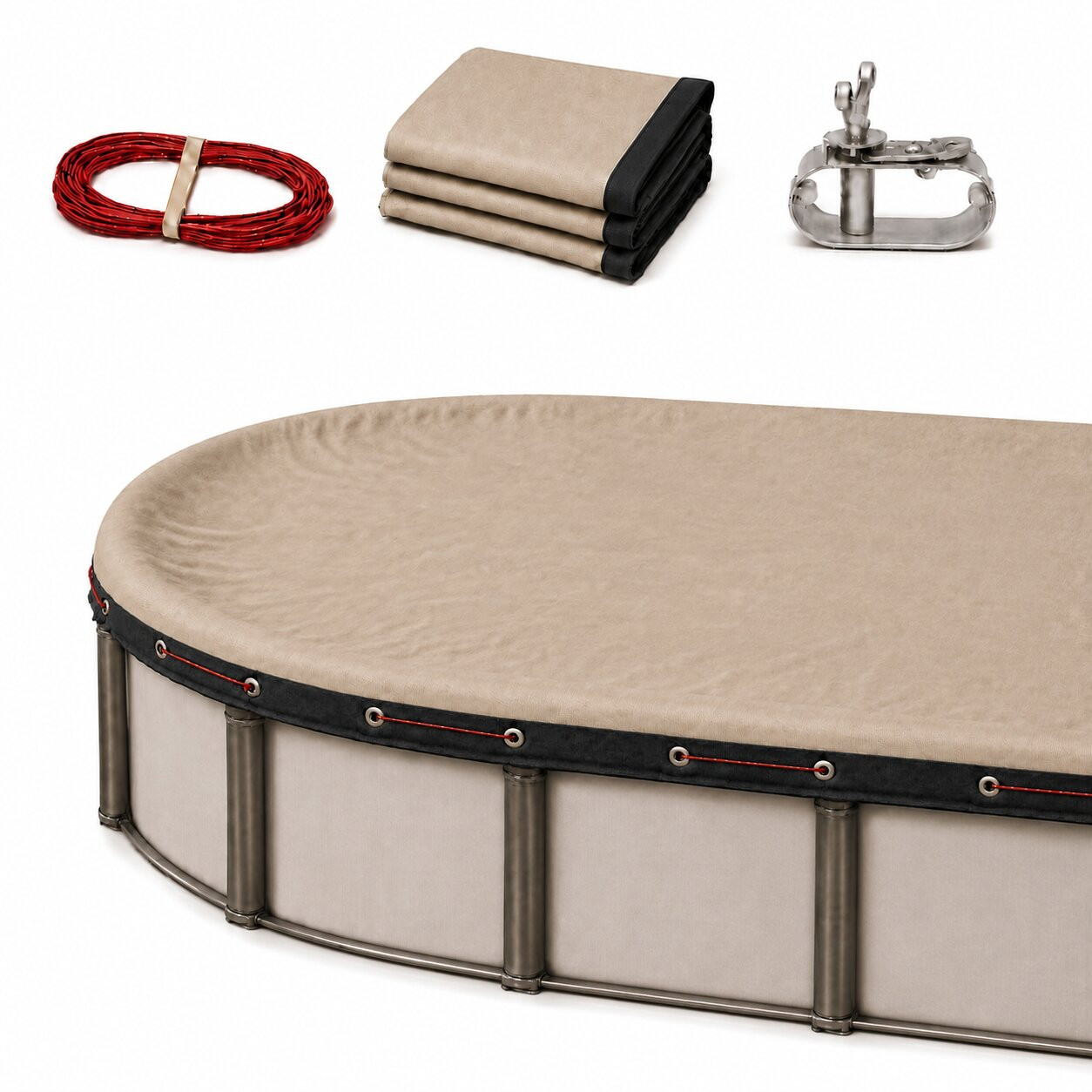 18'x33' Premium Tan Oval Winter Above-Ground Pool Cover