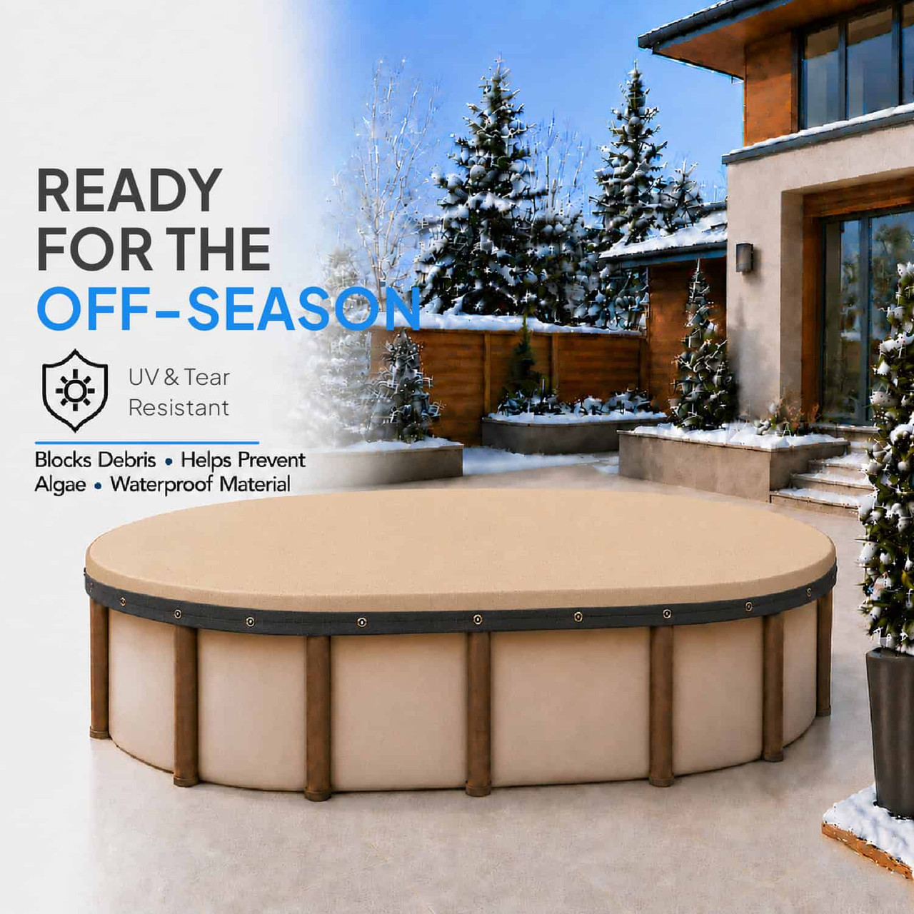 18'x33' Premium Tan Oval Winter Above-Ground Pool Cover
