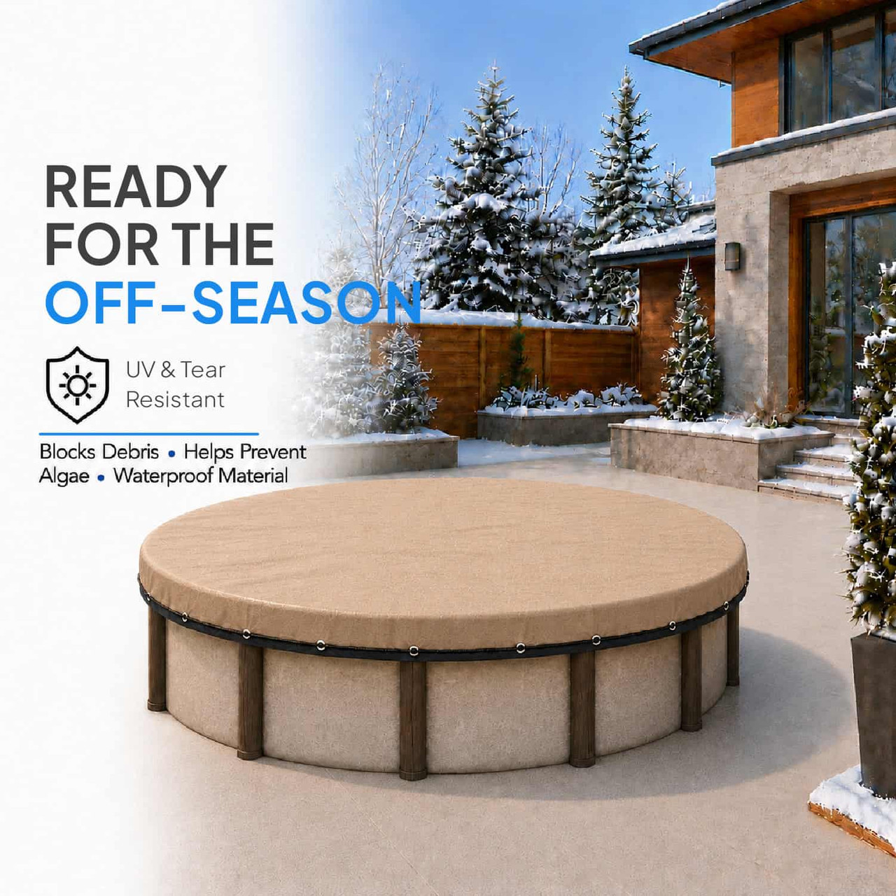 21' Premium Tan Round Winter Above-Ground Pool Cover