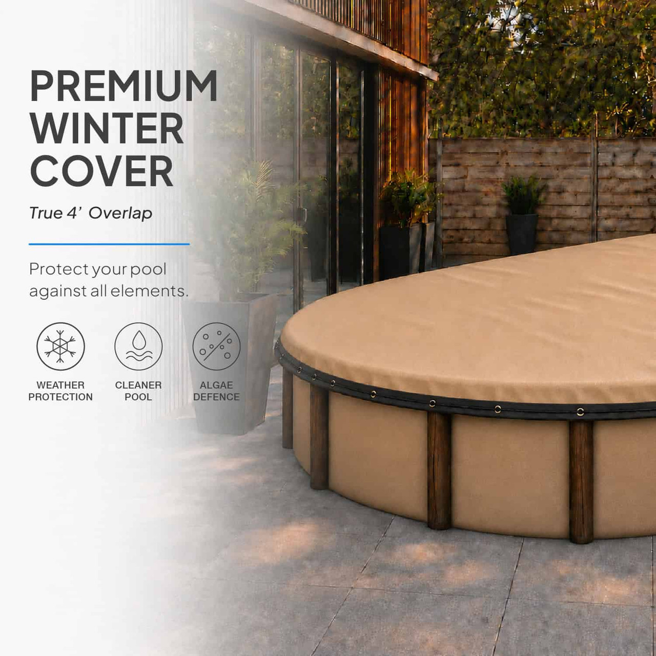 12'x24' Premium Tan Oval Winter Above-Ground Pool Cover