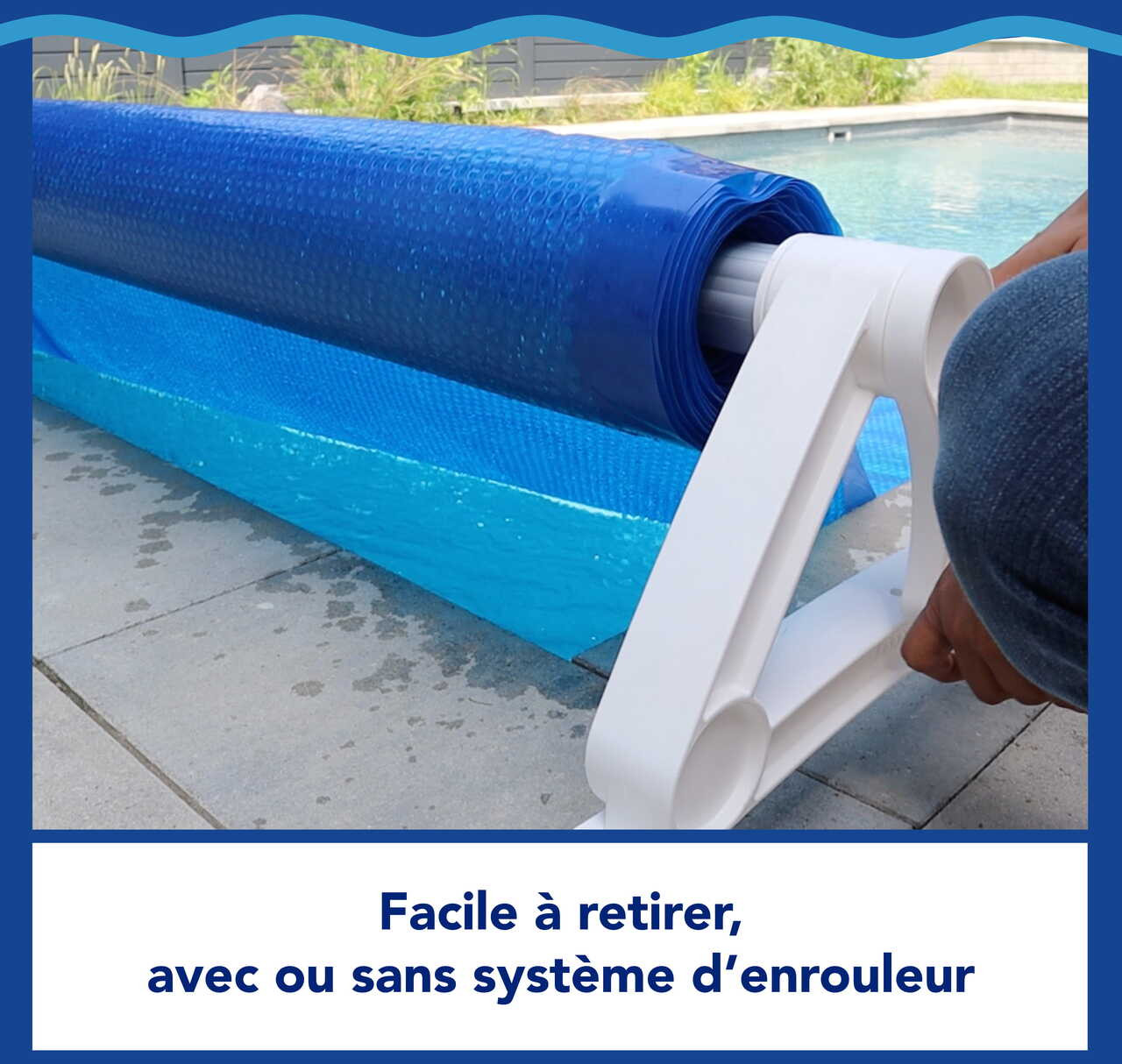 Couverture solaire rectangulaire Deluxe bleue 24' x 40'