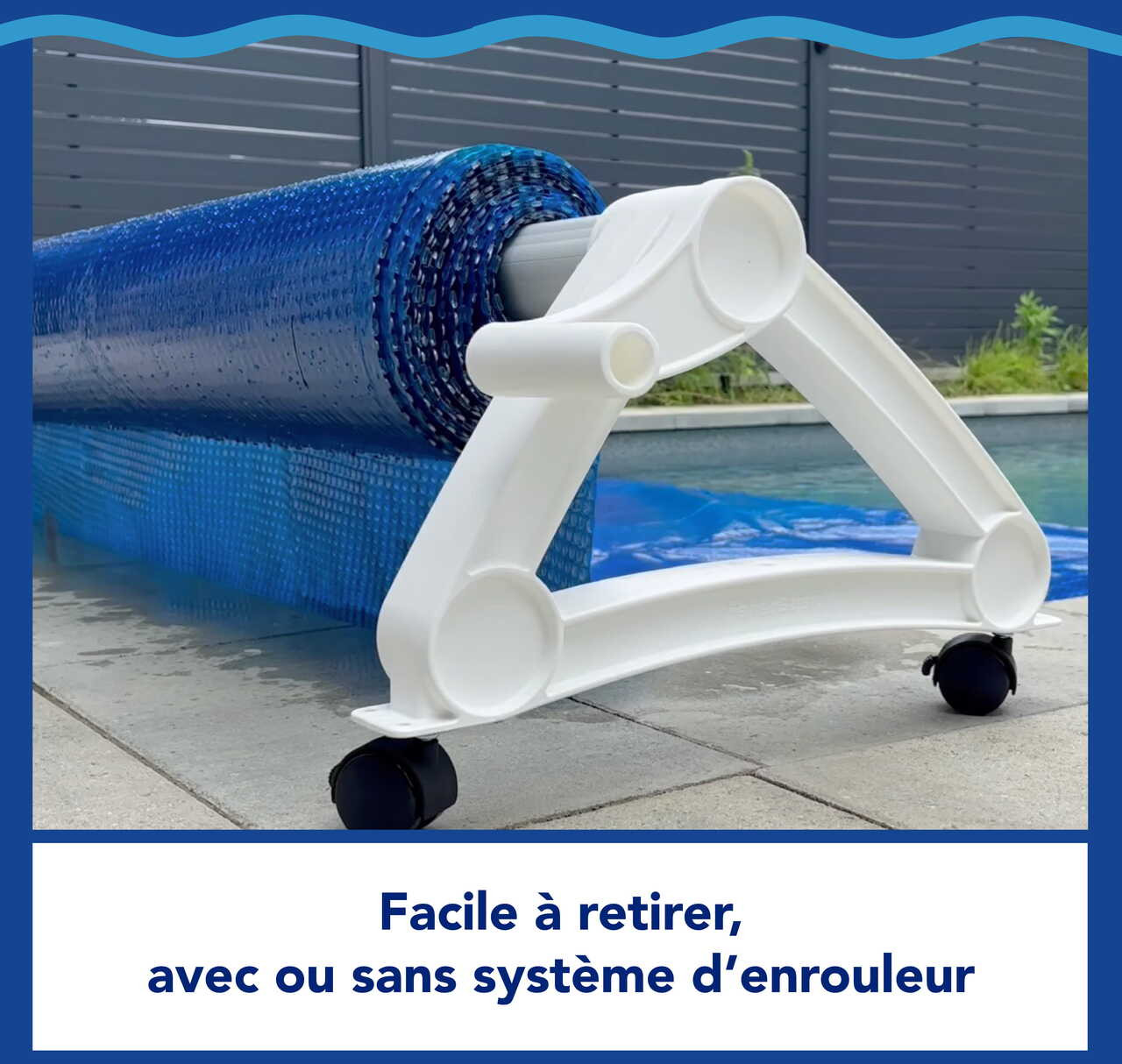 Couverture solaire ronde hors terre Premium bleue 27'