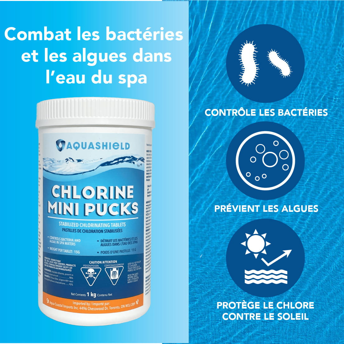 Pastilles de chlore stabilisées de 1" (mini pastilles)