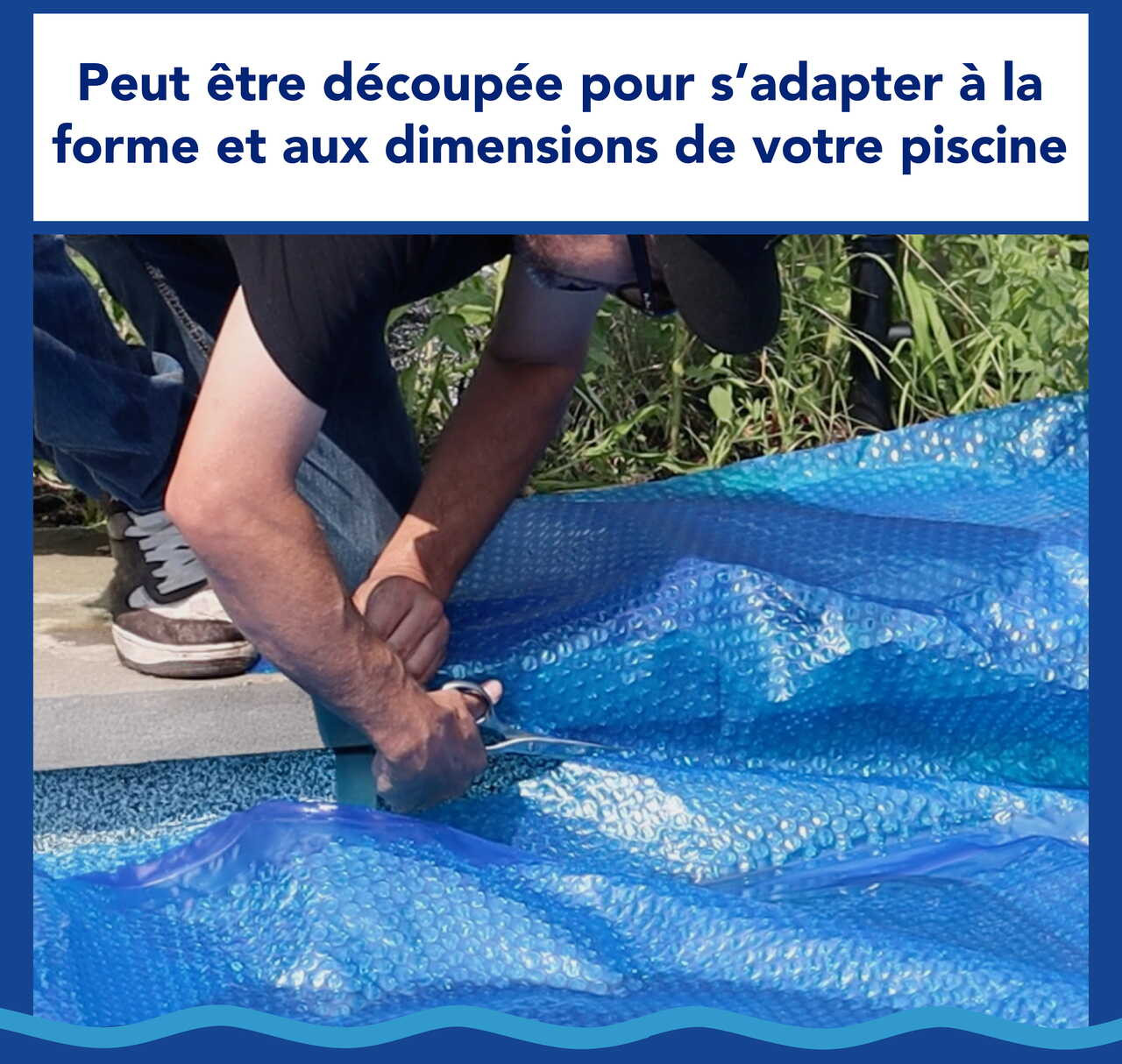 Couverture solaire rectangulaire Premium bleue 20' x 40'