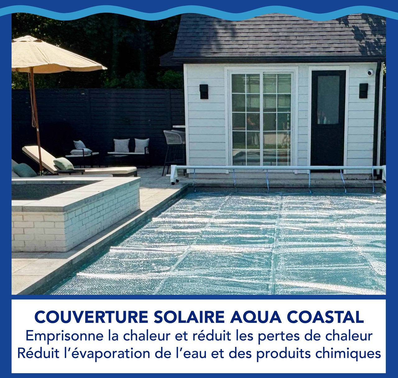 Couverture solaire ovale transparente Deluxe de 15' x 30'
