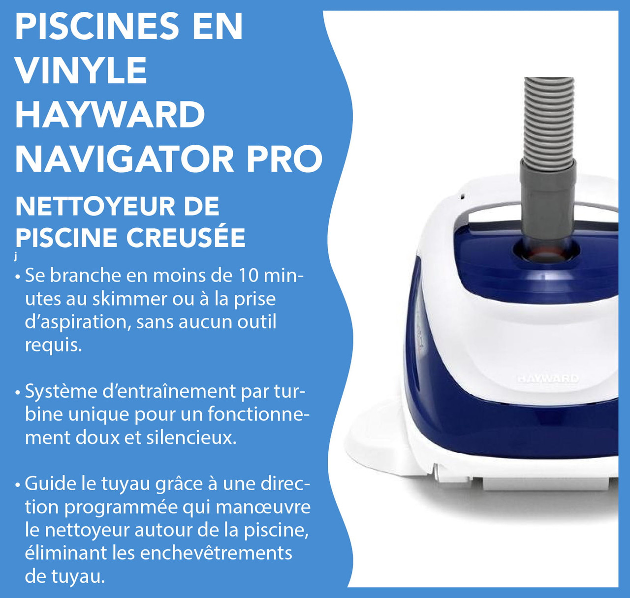 Hayward Navigator Pro W3925ADV — Nettoyeur automatique pour piscines creusées en vinyle