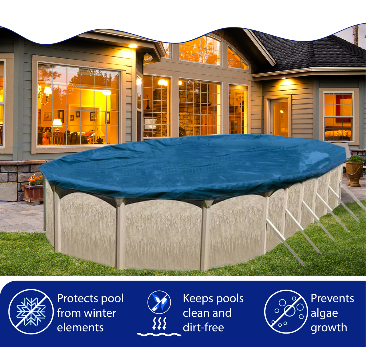 12'x24' Elite Pro-Shield Oval Above Ground Winter Pool Cover