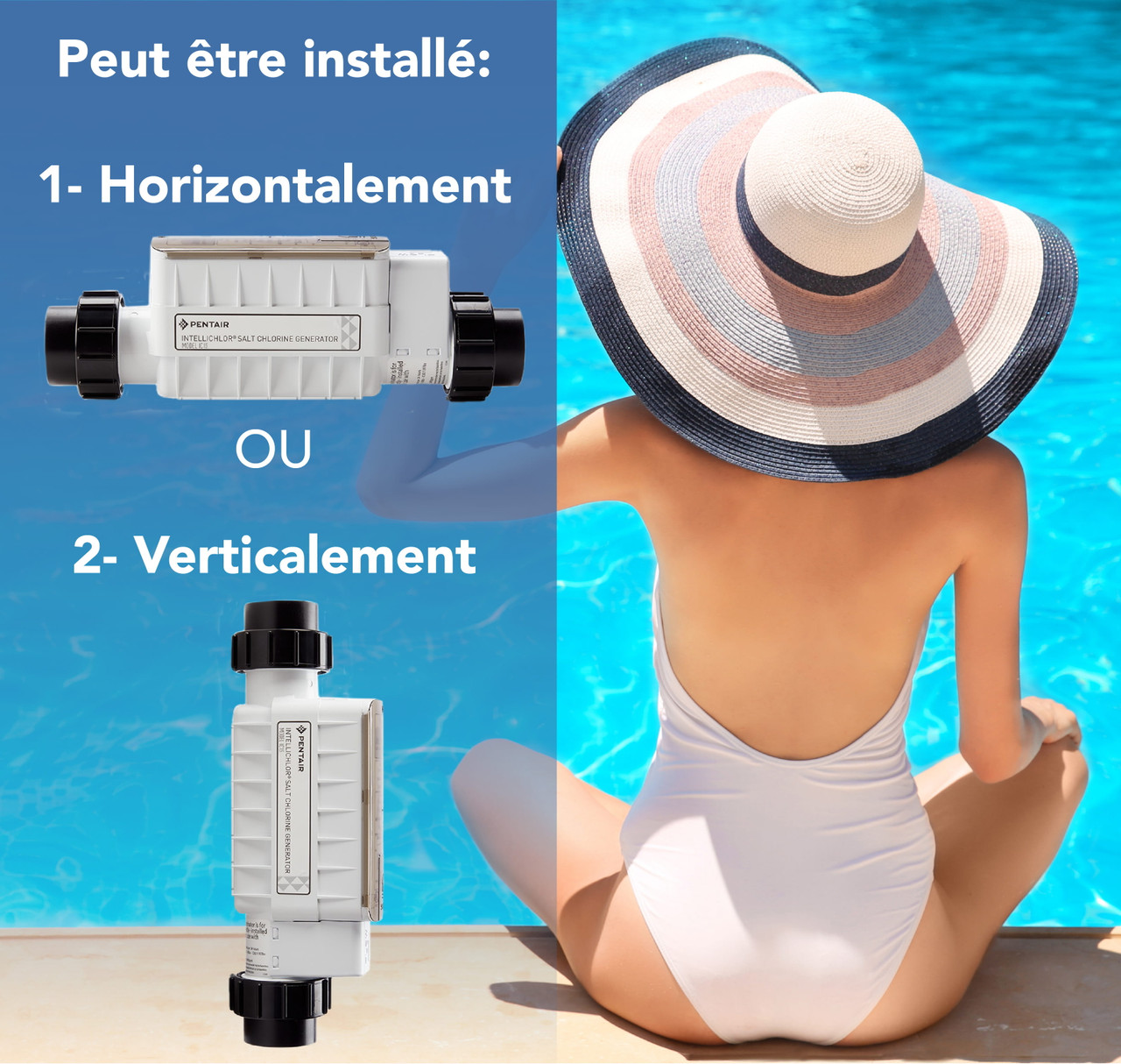 Générateur au sel Pentair IntelliChlor IC15 pour piscine hors terre (version canadienne) avec alimentation électrique