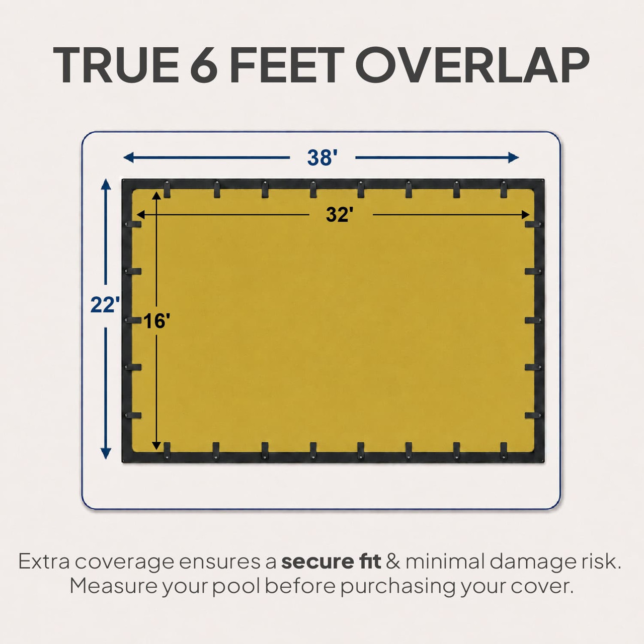16'x32' Premium Tan Rectangular Winter In-Ground Pool Cover